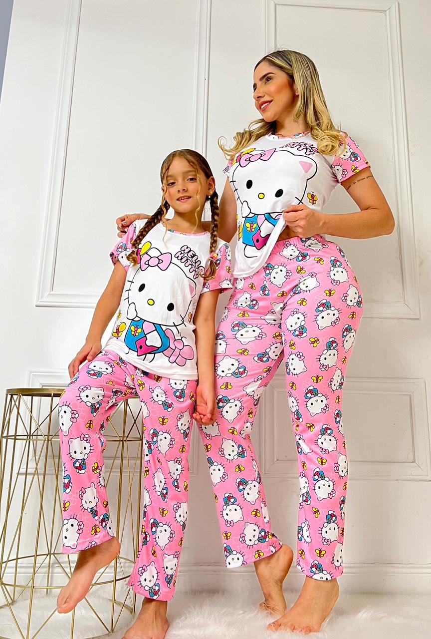 Mom & Daughter Hello Kitty Matching Pajama Set – Arcade Family Edition