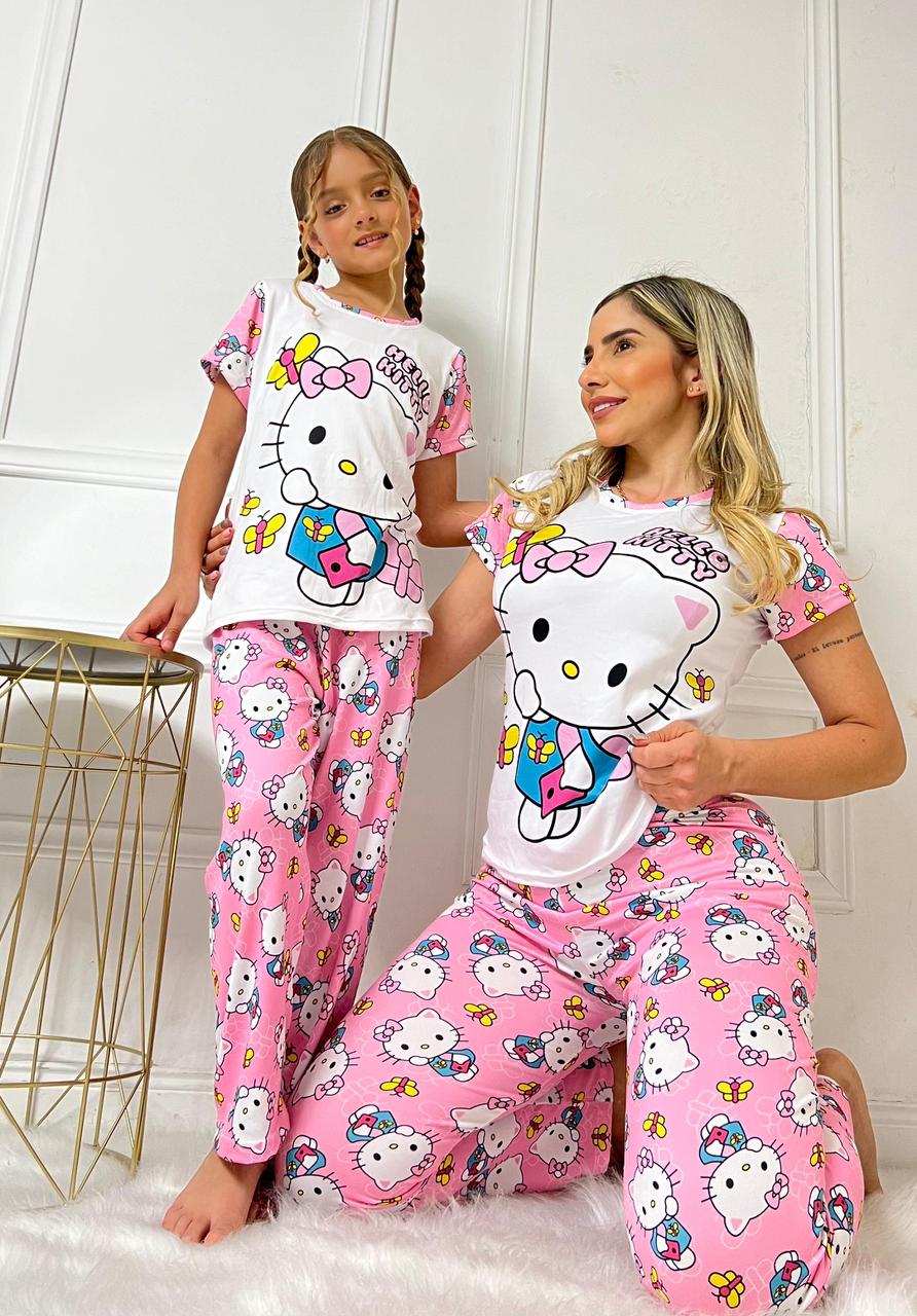 Mom & Daughter Hello Kitty Matching Pajama Set – Arcade Family Edition