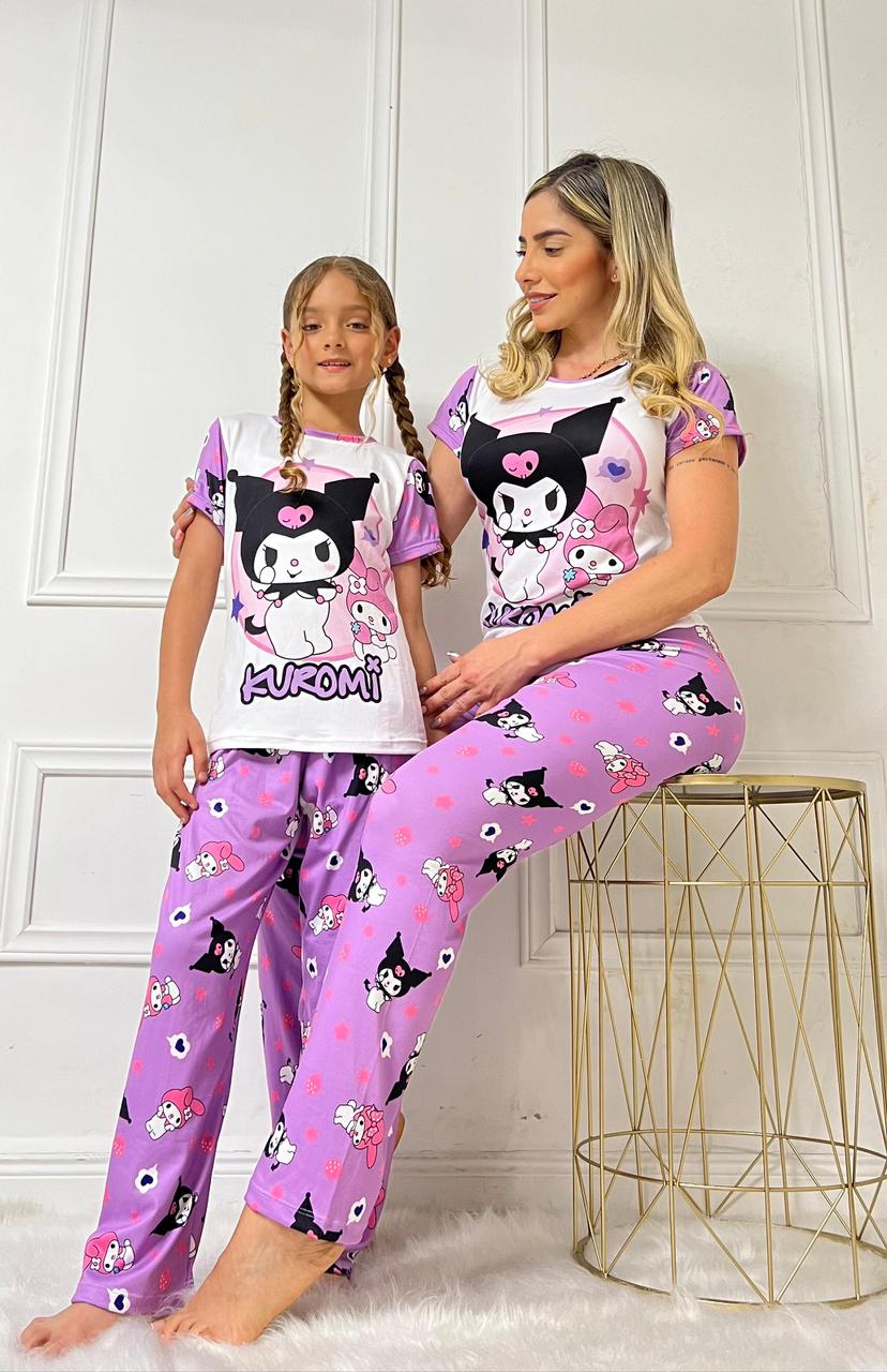 Mom & Daughter Kuromi Matching Pajama Set – Arcade Family Edition